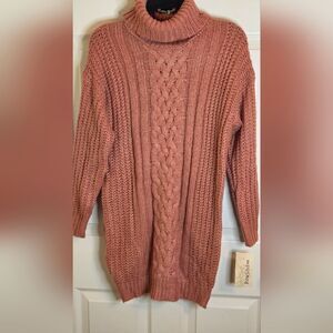 NWT Rewind Cozy Pink Cable Knit Lngslvs Turtleneck Women's  Sweater